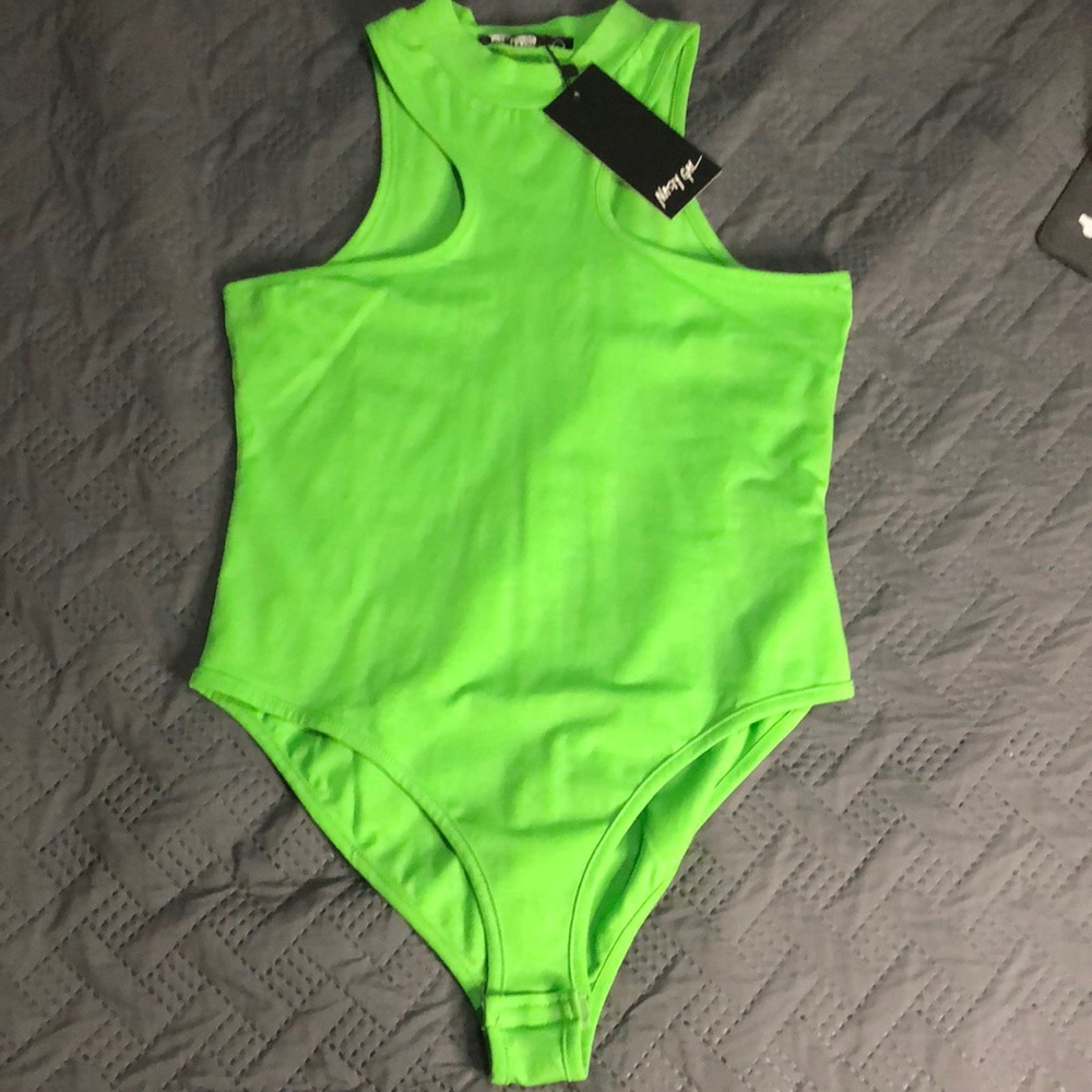 Nastygal Racer neckline jersey high leg bodysuit